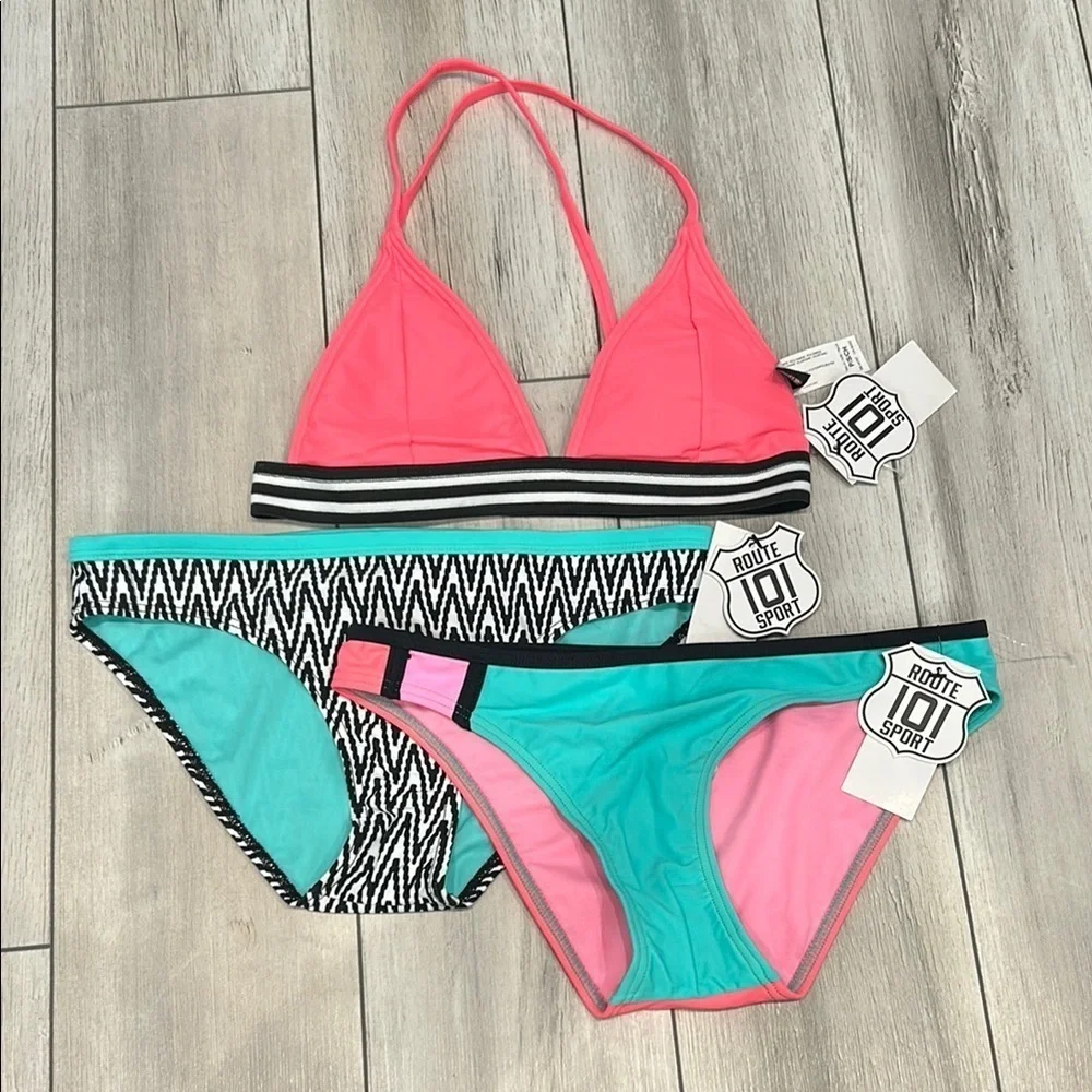 Route 101 Sport 3 piece bikini swim suit set size small
